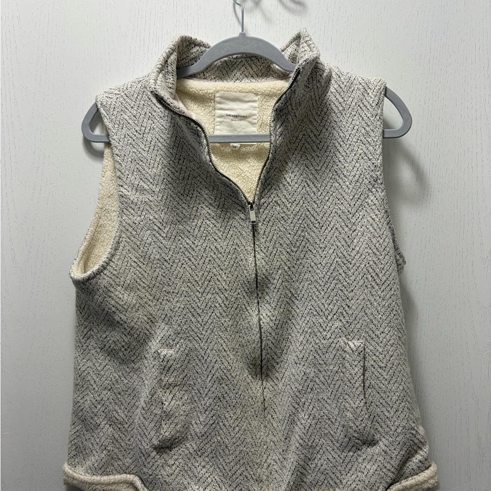 Thread & Supply Cream and Gray Textured Vest